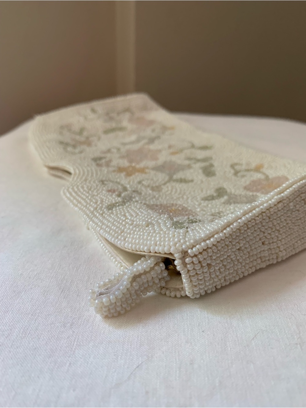 🌸1950s Japanese Hand Beaded Pastel Floral Clutch Vintage Purse Bridal - Picture 6 of 14